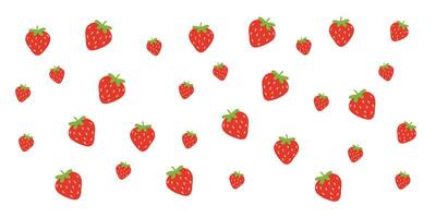 süß Sommer- Muster mit Erdbeeren und Blumen auf ein Weiß Hintergrund, Sommer- eben Beeren, Sommer- Thema, Sommer- Muster zum verschiedene Produkte vektor