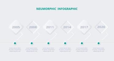 neumorphisch Flussdiagramm Infografik. kreativ Konzept zum Infografik mit 6 Schritte, Optionen, Teile oder Prozesse. Vorlage zum Diagramm, Graph, Präsentation und Diagramm. vektor