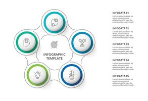 kreativ begrepp för infographic med 5 steg, alternativ, delar eller processer. företag data visualisering. vektor