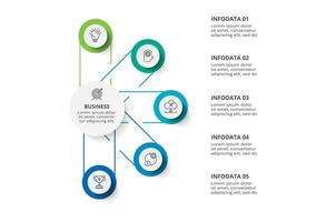 kreativ begrepp för infographic med 5 steg, alternativ, delar eller processer. företag data visualisering. vektor