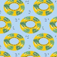 Muster von Gelb Gummi Schwimmbad Ringe. schwimmen Ringe im eben Stil auf Weiß Hintergrund. Schwimmen im Schwimmbad mit Gummi Kreise, Sommer Wasser Aktivitäten. Gummi Spielzeug zum Wasser und Strand. vektor