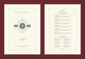 meny design mall med omslag och restaurang årgång logotyp broschyr. vektor
