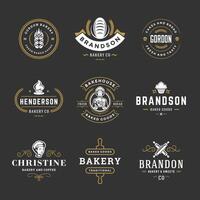 bageri logotyper och märken design mallar uppsättning illustration. vektor