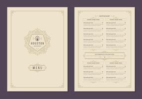 Speisekarte Design Vorlage mit Startseite und Restaurant Jahrgang Logo Broschüre. vektor
