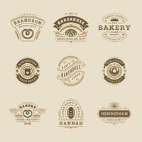 Bäckerei Logos und Abzeichen Design Vorlagen einstellen Illustration. vektor
