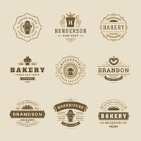 bageri logotyper och märken design mallar uppsättning illustration. vektor