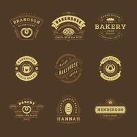 Bäckerei Logos und Abzeichen Design Vorlagen einstellen Illustration. vektor