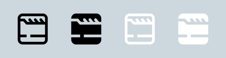 Film Symbol einstellen im schwarz und Weiß. Kino Zeichen Illustration. vektor