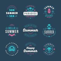 Sommer- Ferien Etiketten und Abzeichen retro Typografie Design Satz. vektor