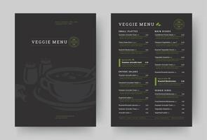 vegetarian restaurang meny layout design broschyr eller mat flygblad mall illustration. vektor