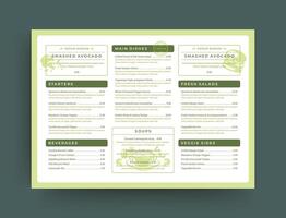 vegetarian restaurang meny layout design broschyr eller mat flygblad mall illustration vektor