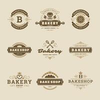 Bäckerei Logos und Abzeichen Design Vorlagen einstellen Illustration. vektor