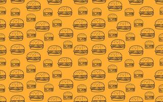 Gekritzel Burger Muster Hintergrund. Gekritzel schnell Essen Burger nahtlos Muster Hintergrund. nahtlos Muster von Burger im Gekritzel Stil. nahtlos Muster von ein Käse Burger oder Hamburger. Hamburger Muster. vektor