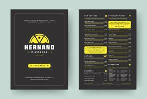 pizza restaurang meny layout design broschyr eller mat flygblad mall illustration vektor