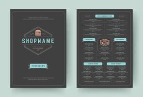 burger restaurang meny layout design broschyr eller mat flygblad mall illustration vektor