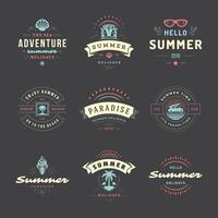 Sommer- Ferien Etiketten und Abzeichen retro Typografie Design Satz. vektor