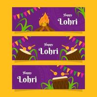 Satz glückliche lohri-Banner vektor