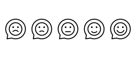Kunde Feedback Emoji Symbol auf Rede Blase Linie vektor