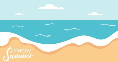 Illustration von Meer Wellen Hintergrund im eben Stil. Sommer- Banner Vorlage. vektor