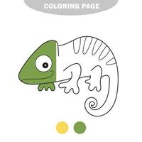 enkel målarbok. vektor illustration av kameleont för målarbok.
