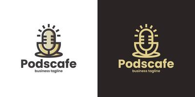 podcast Kafé logotyp design vektor