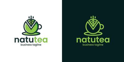 Natur Grün Tee Logo Design vektor