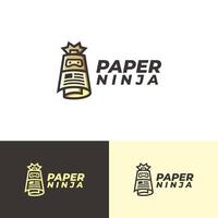 Papier Nachrichten Ninja Logo Design vektor