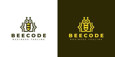kreativ Biene Code Logo Design vektor