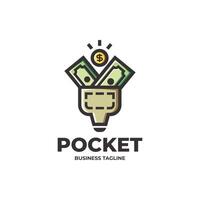 Clever Tasche Geld Logo Design vektor