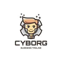 Mensch Ausrüstung Cyborg Maskottchen Logo Design vektor