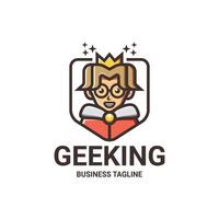 Geek König Maskottchen Logo Design vektor