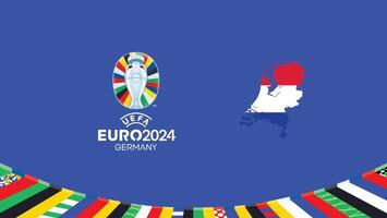 euro 2024 nederländerna flagga Karta lag design med officiell symbol logotyp abstrakt länder europeisk fotboll illustration vektor