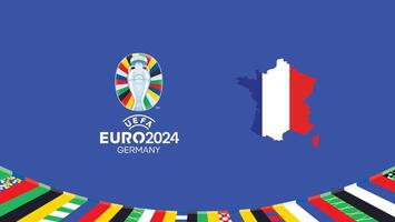 Euro 2024 Frankreich Flagge Karte Teams Design mit offiziell Symbol Logo abstrakt Länder europäisch Fußball Illustration vektor