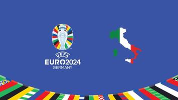 euro 2024 Italien flagga Karta lag design med officiell symbol logotyp abstrakt länder europeisk fotboll illustration vektor