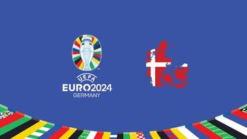 euro 2024 Danmark flagga Karta lag design med officiell symbol logotyp abstrakt länder europeisk fotboll illustration vektor
