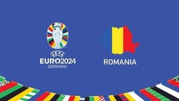 Euro 2024 Rumänien Emblem Karte Teams Design mit offiziell Symbol Logo abstrakt Länder europäisch Fußball Illustration vektor