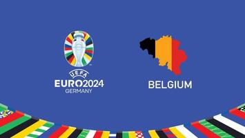 euro 2024 belgien emblem Karta lag design med officiell symbol logotyp abstrakt länder europeisk fotboll illustration vektor