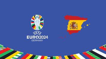 Euro 2024 Spanien Flagge Karte Teams Design mit offiziell Symbol Logo abstrakt Länder europäisch Fußball Illustration vektor