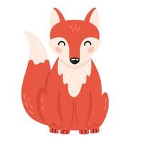 söt tecknad serie röd räv i platt stil. skog djur, barn design för skriva ut, affisch, klistermärken, barnkammare. vektor