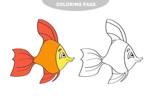 enkel målarbok. ritningsblad för förskolebarn - fisk vektor