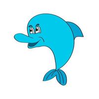 einfaches Cartoon-Symbol. niedlicher Cartoon lächelnder Delphin isoliert auf weiß vektor