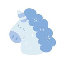 süß kawaii Einhorn, Einhorn im Hand zeichnen eben Stil isoliert auf Weiß Hintergrund. Kinder illustration.karikatur komisch Baby Tier Charakter design.soft Pastell- Farben. vektor