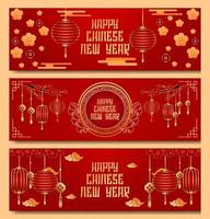 lyckligt kinesiskt nyårsbanner vektor