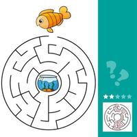 niedliches Fisch-Lern-Labyrinth-Spiel. Vektorillustration des Labyrinths für Kinder vektor