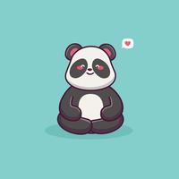 söt panda yoga tecknad ikon illustration. söt panda meditation vektor