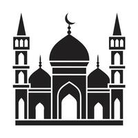 islamic moské design illustration, masjid svart Färg ikon vektor