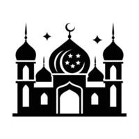 islamisch Moschee Design Illustration, Masjid schwarz Farbe Symbol vektor