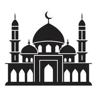 islamic moské design illustration, masjid svart Färg ikon vektor