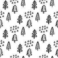 Weihnachten Baum Gekritzel nahtlos Muster. Winter stilisiert einfach Tanne Bäume endlos Design zum Verpackung Papier, Scrapbooking, Textil- und Hintergrund. Illustration vektor