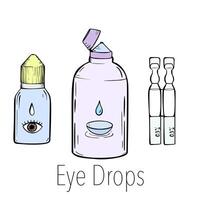 Kontakt linser hälsa vård illustration. oftalmologi tecknad serie ikoner uppsättning. illustration vektor